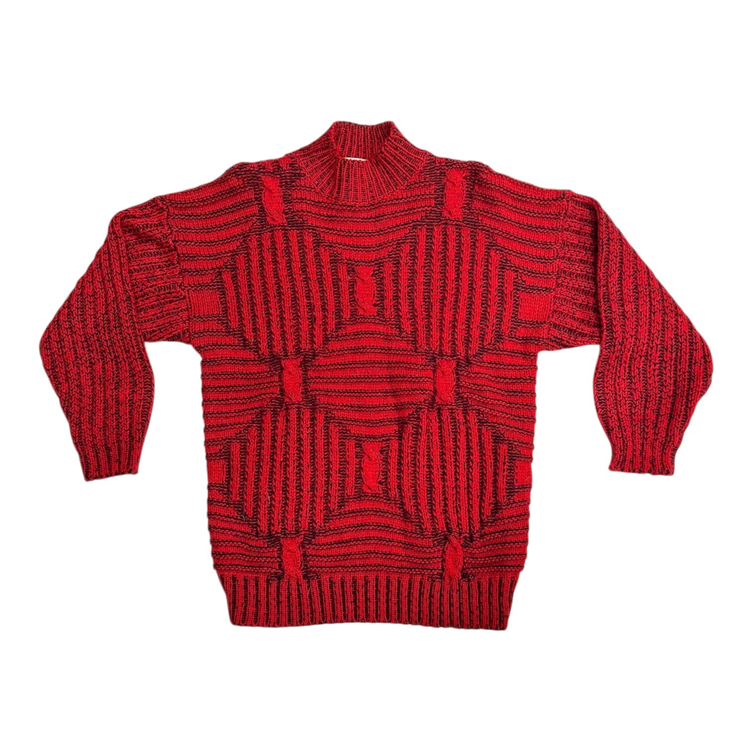 Totally 80s Vintage Oversized Acrylic Knit Sweater VIBRANT RED – Size Medium