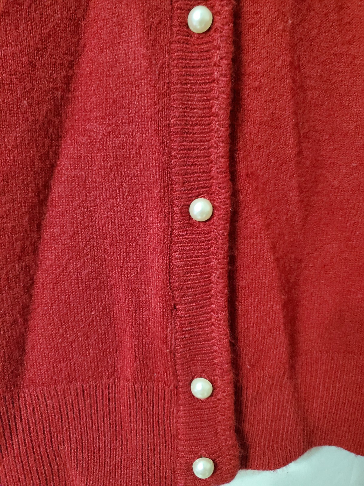 Vintage Designers Originals Luxelon Cardigan Size M Faux Pearl Button Grandma