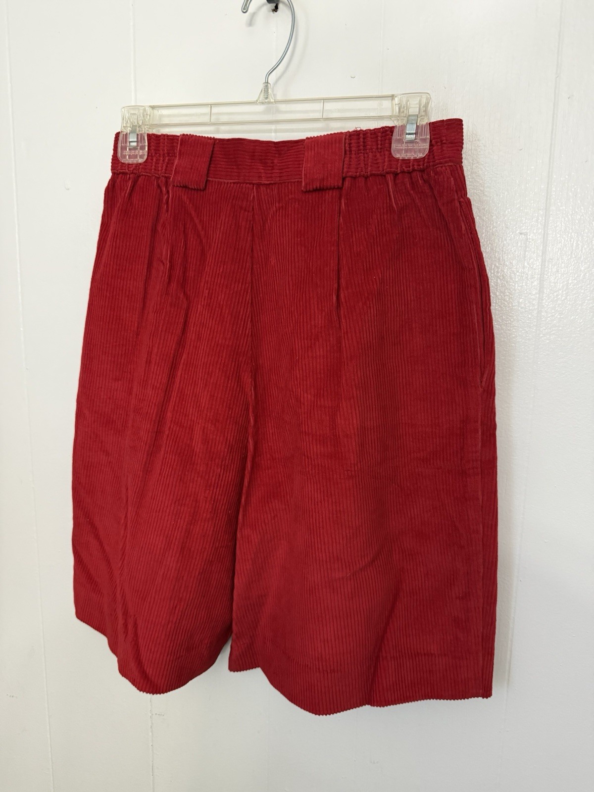 Vintage David Brooks Red Corduroy Wide Leg Shorts Sz 8 USA High Waist Y2K Preppy