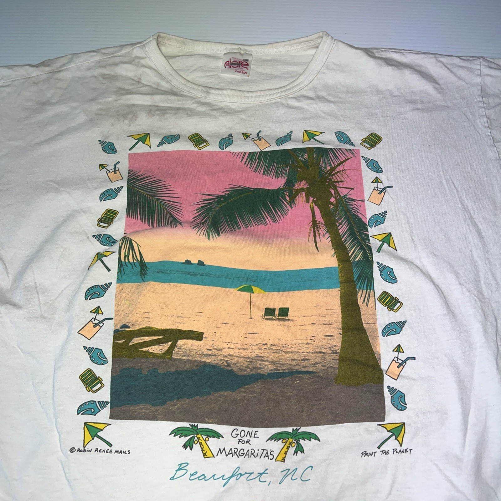 Gone For Margaritas Beaufort NC North Carolina T SHIRT VINTAGE Beach Robin Maus