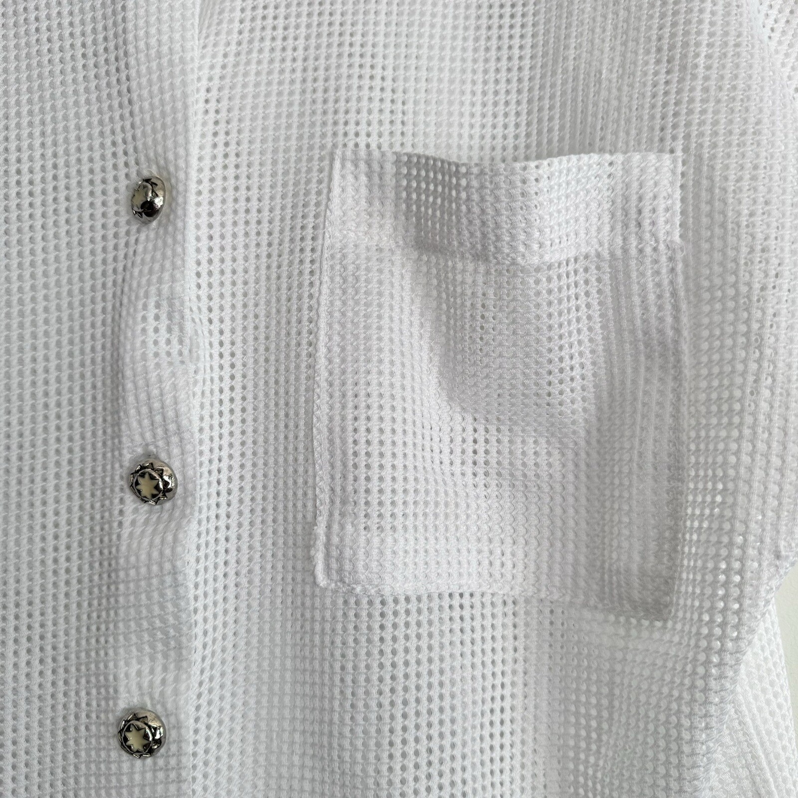 Vintage 80s/90s Cover Zone USA White Mesh Beach Pool Coverup Size S Cruise Wear