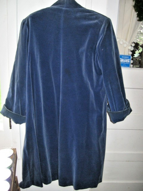 VINTAGE CANTONI BLUE TWILLBACK VELVETEEN COAT-WATER/SPOT RESISTANT-ITALY