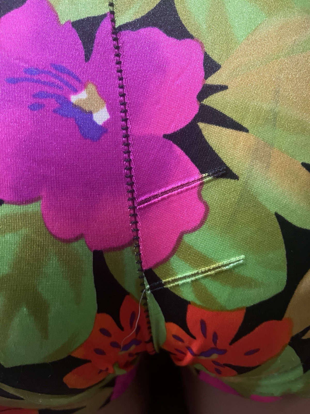 Vtg 90s Tropical Floral Swimsuit – Neon Pink Purple Orange – AS IS PROJECT