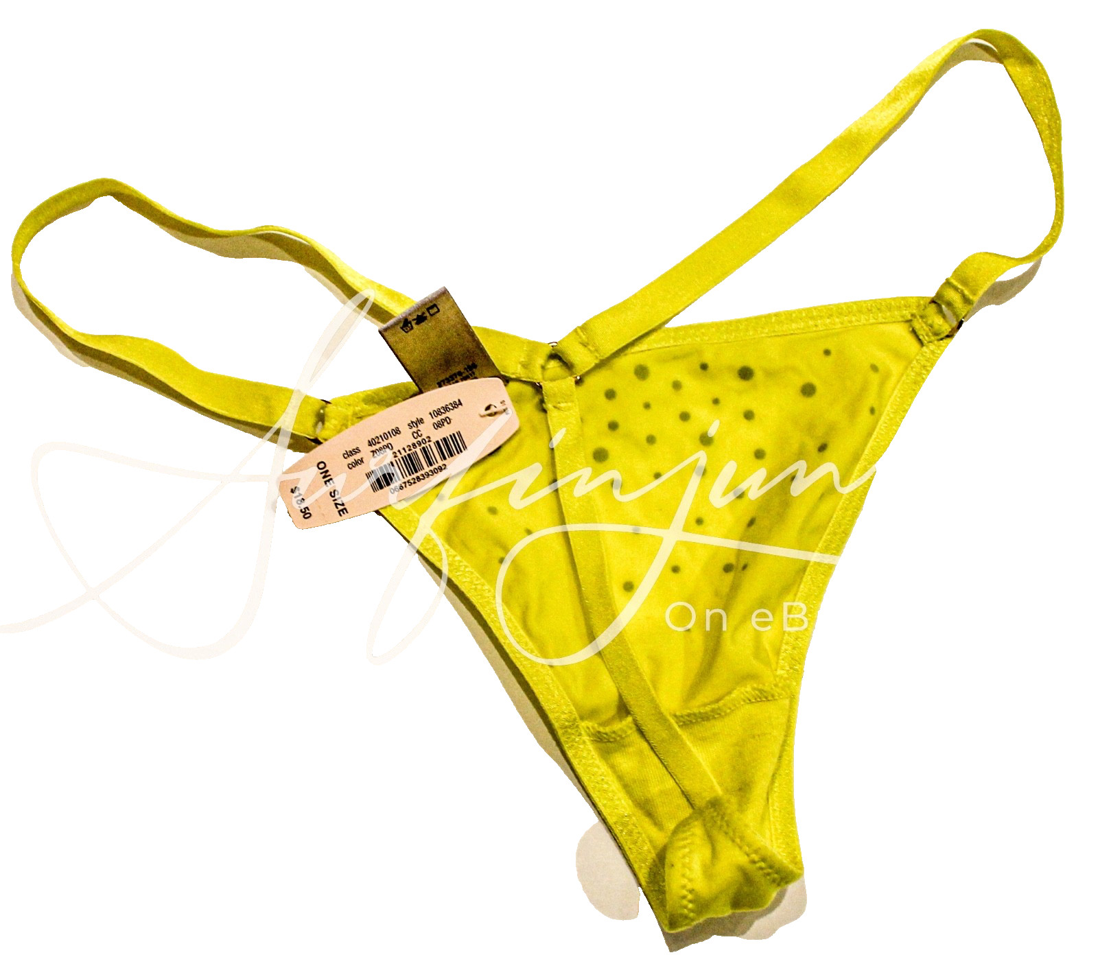 Victoria’s Secret Vintage Panty OSFM Neon Yellow VString Bikini Crystals Panties