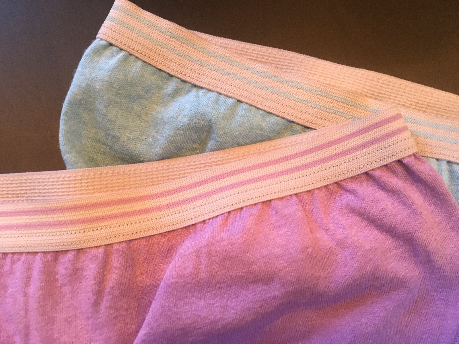 Vtg 2 Pairs Fruit Of The Loom 5 S Cotton Bikini Panties Blue & Violet W Stripes