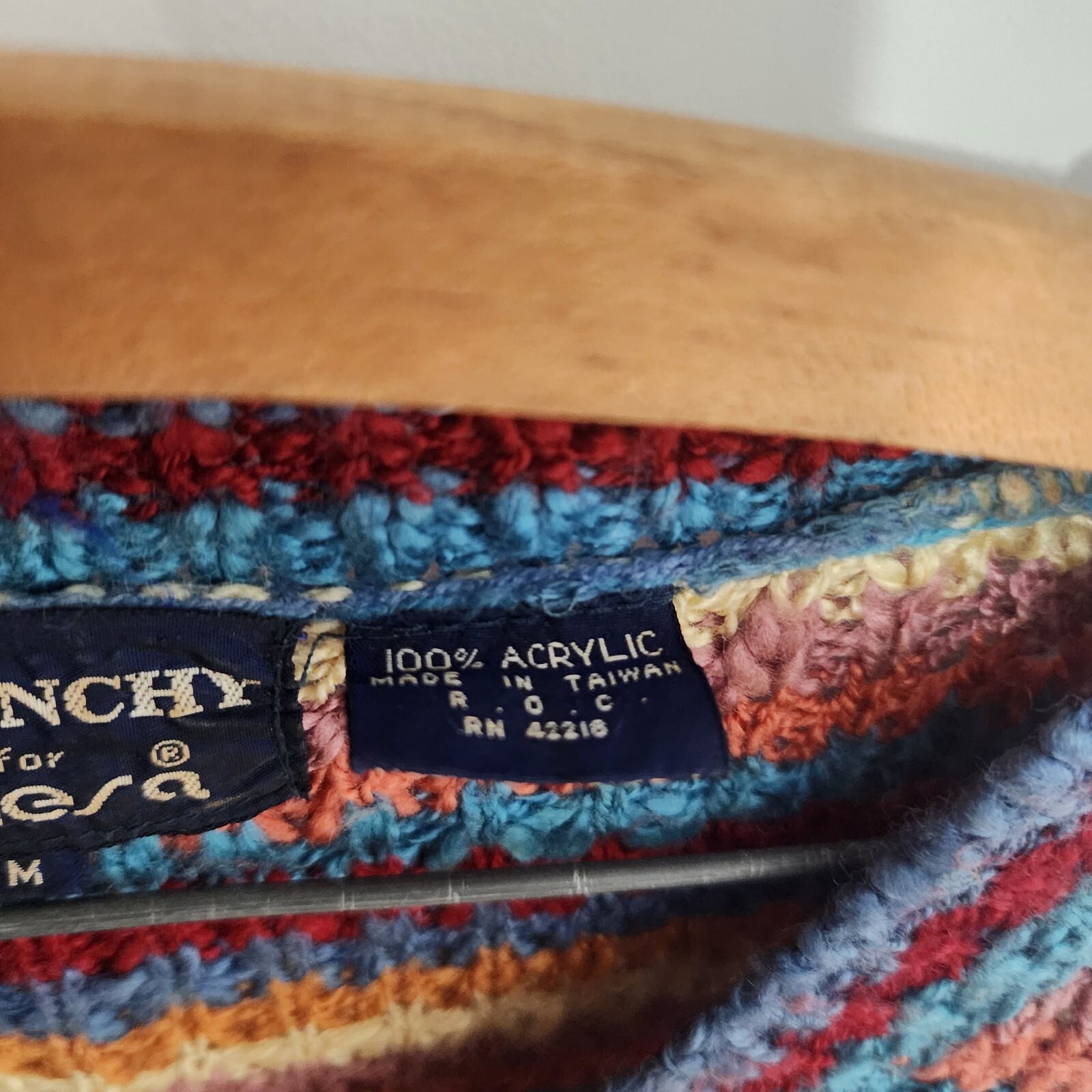Vintage Givenchy for Chesa 100% Acrylic Knit V-Neck Multi-Colored Sweater Size M