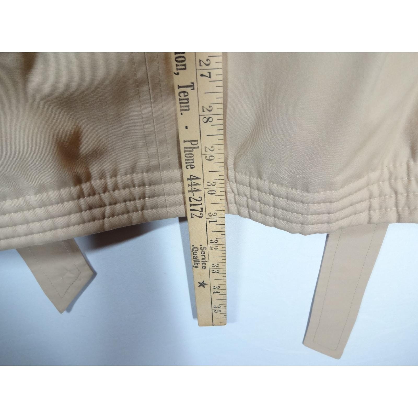 VTG Etienne Aigner Crop Trench Coat L Tan Burgundy Hood Belted Jacket and Gloves