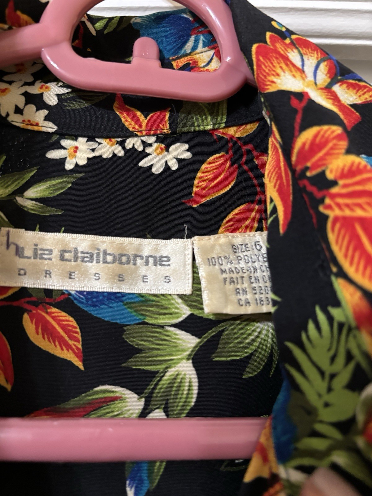 Vtg Y2K 1990’s Liz Claiborne Black Floral Short Sleeve Dress Size 6 Secretary