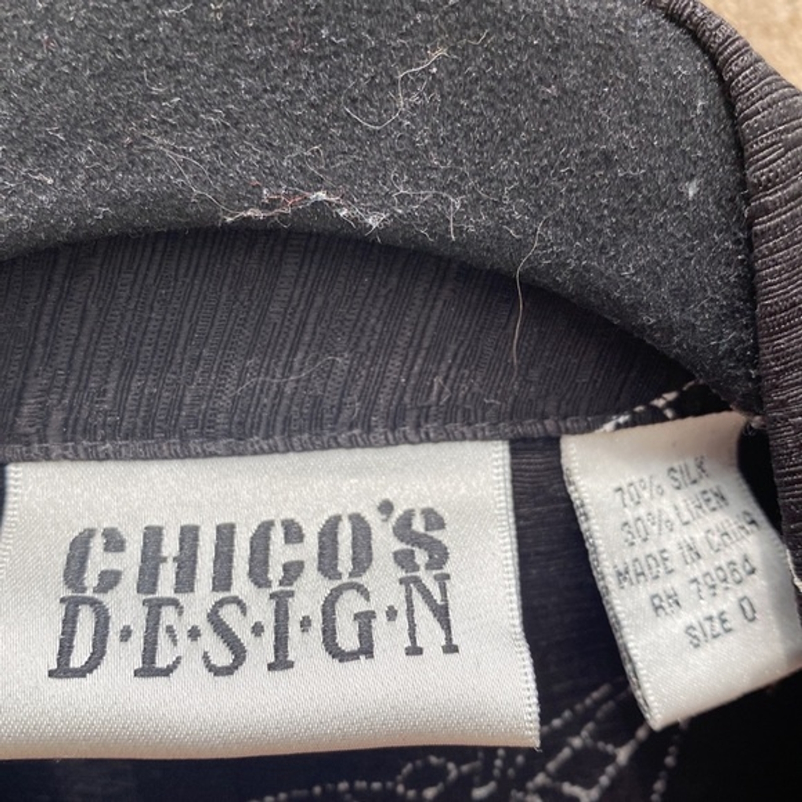 Vintage Chico’s Design Silk Linen Doodle Artsy Dress