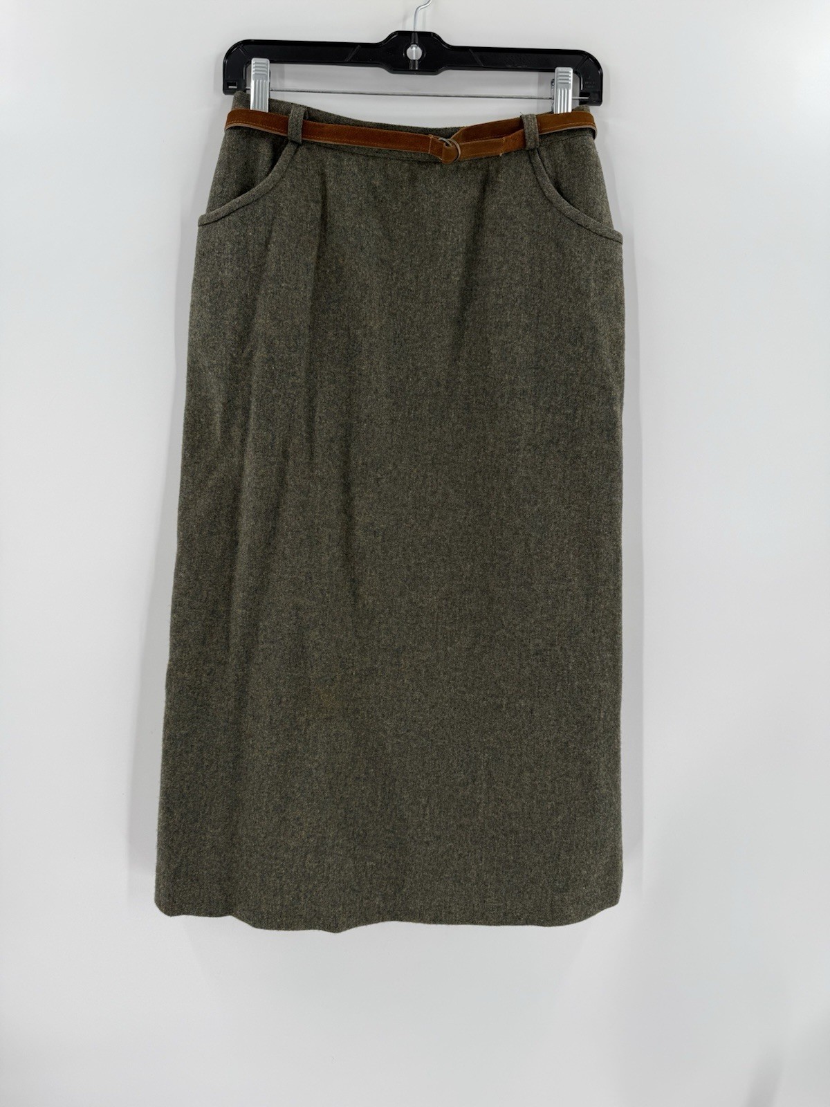 GORGEOUS MINIMALIST VINTAGE John Meyer Green Maxi Pencil Skirt 100% WOOL Size 12