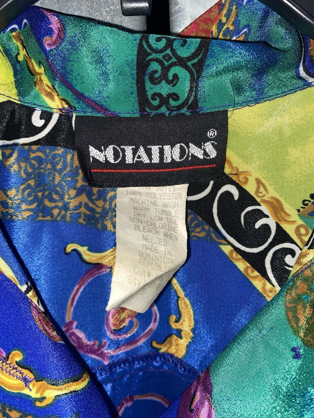Vintage Late 1980’s Notations Vibrant Abstract Pattern Blouse Button Up Size Med