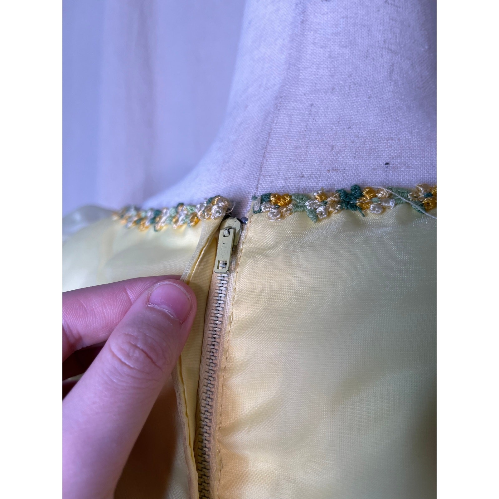 1970s Pastel Butter Yellow Floral Chiffon Coquette Fairy Tea Party Maxi Dress S