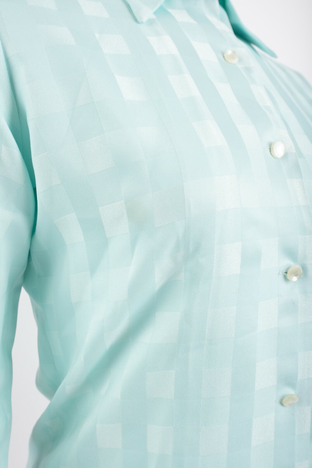 Vintage Womans Lanvin Paris New York Blouse Button Shirt Small Size 8 Mint Green