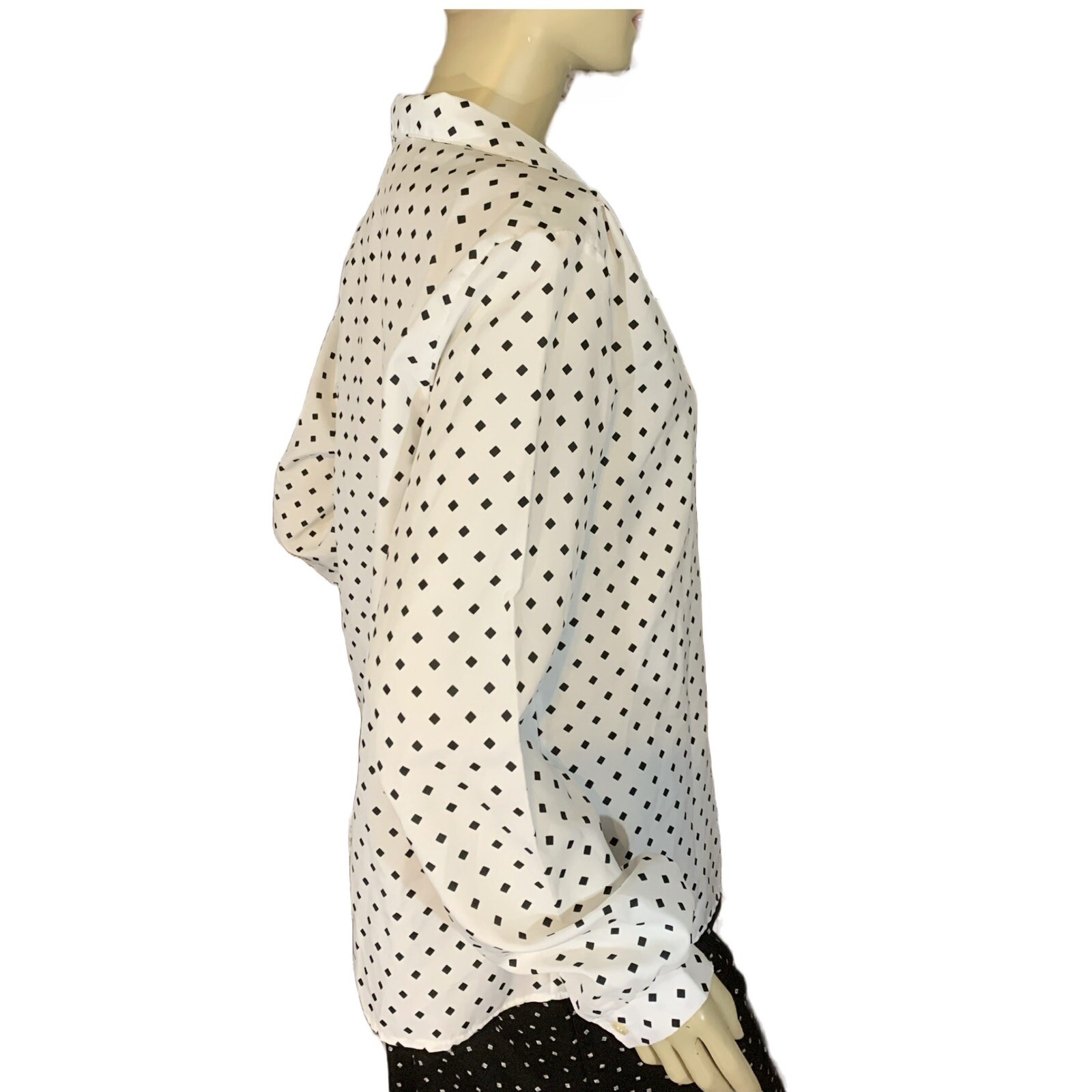 VINTAGE 1980’S CAPE COD MATCH MATES WHITE & BLACK DOT BUTTON DOWN BLOUSE SZ 16