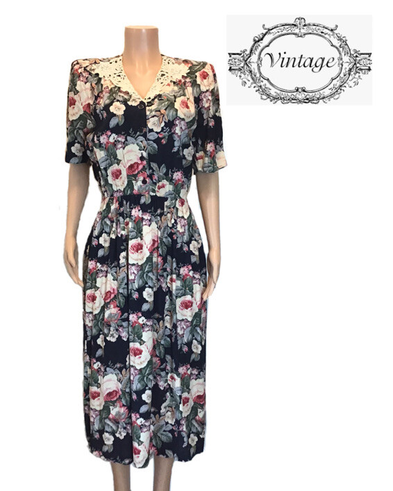 ED Michaels by Melanie Drucker Floral Short Sleeve Cottagecore Dress Size 9/10