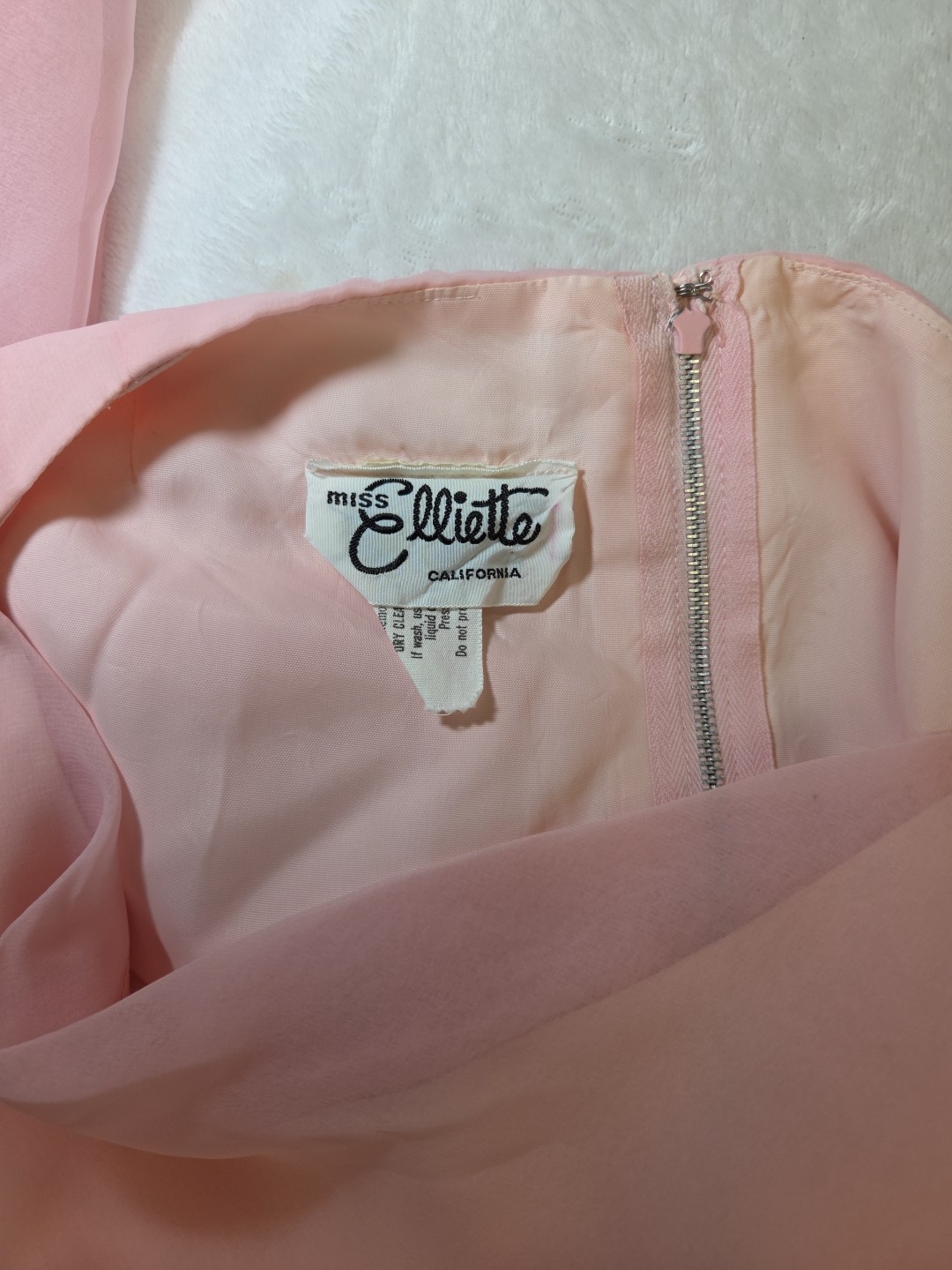 Miss Elliette California 1960s Pink Chiffon Gown Long Dress Vintage Size 16