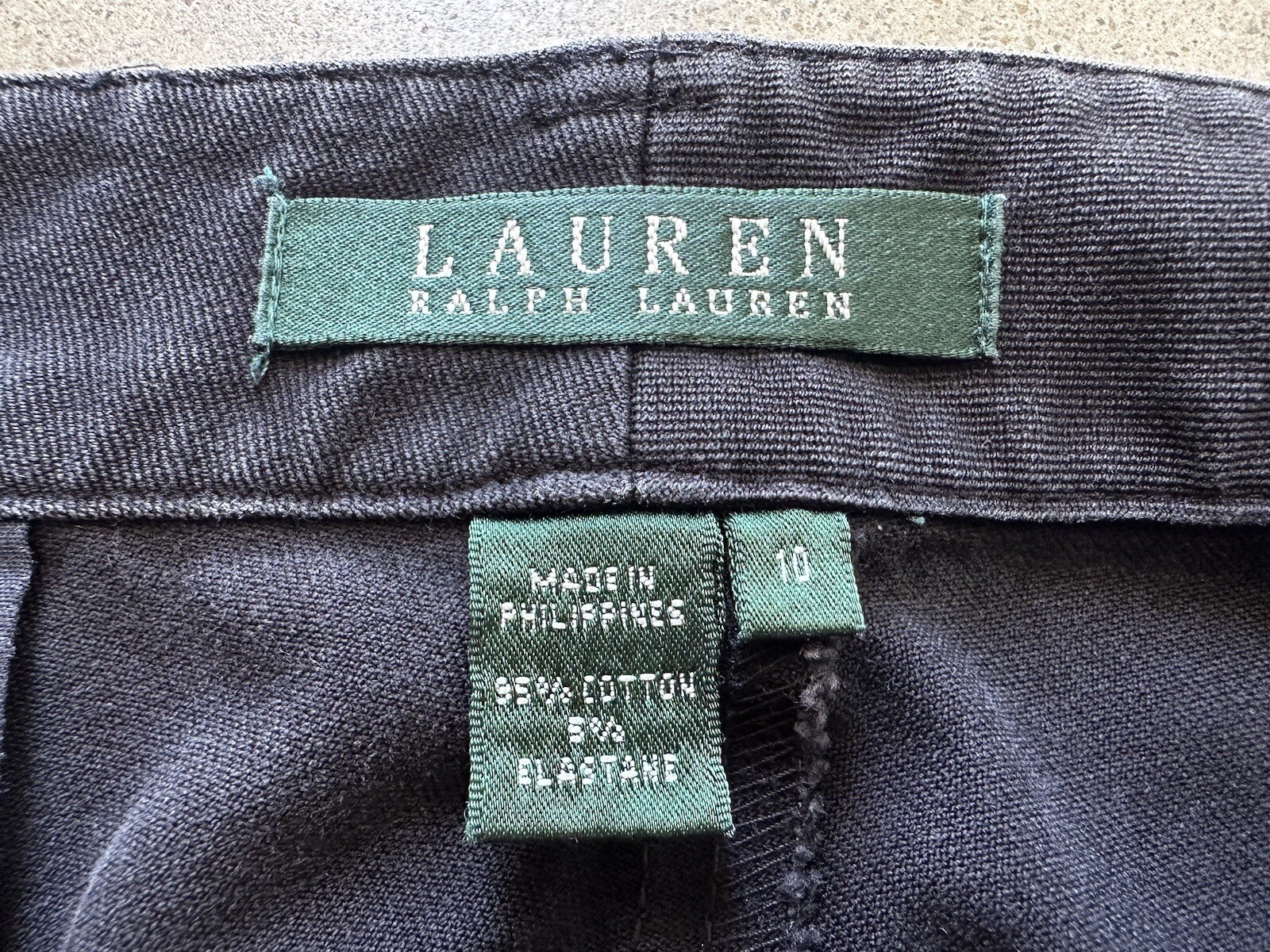 Vintage Polo Ralph Lauren Black Cotton & Elastane Straight Leg Pants Size 10