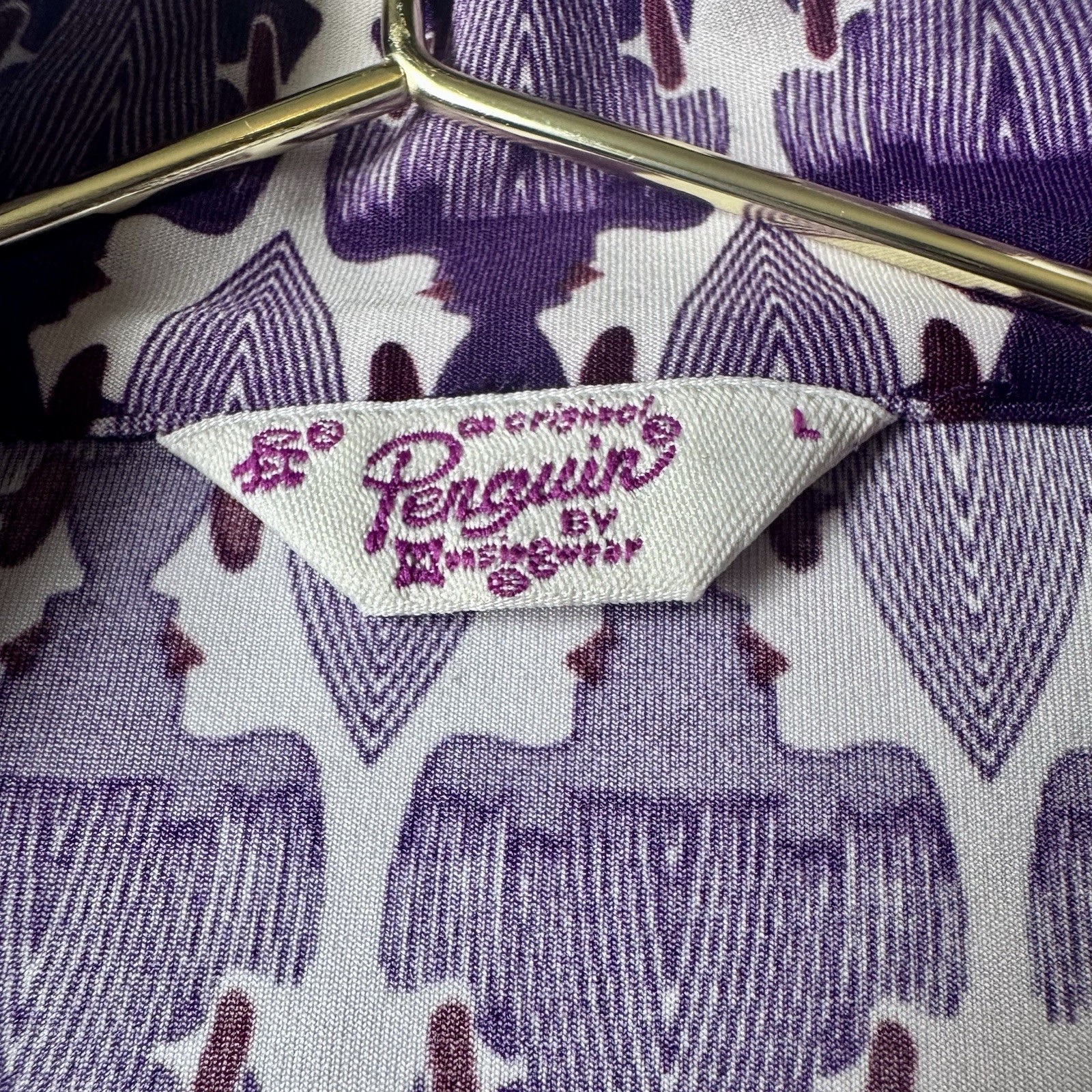 Vintage Shirt Dress Original Penguin by Munsingwear Purple & White Mod Print