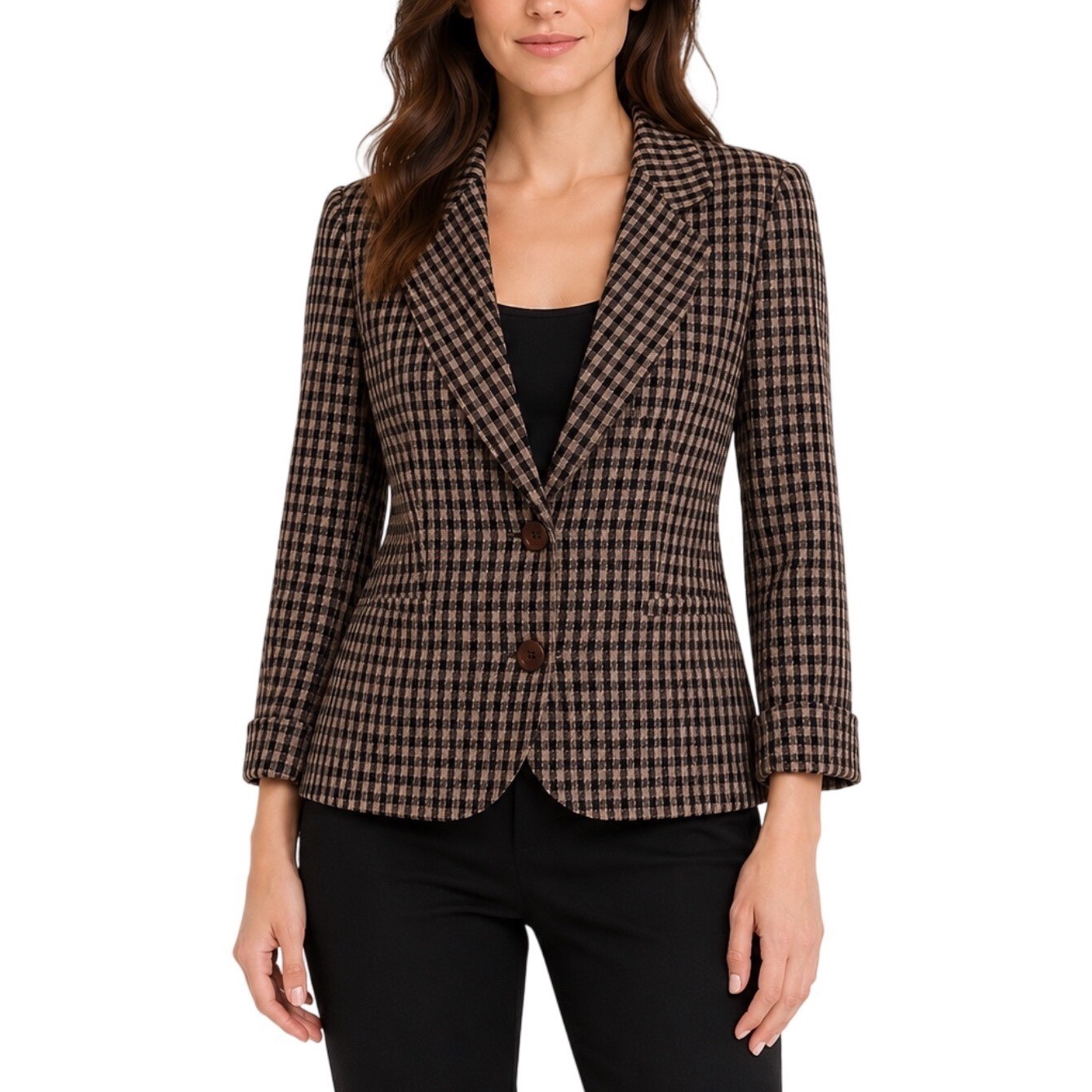 Giorgio Armani Le Collezioni Vintage Wool Plaid Cropped Blazer Women 12 Italy