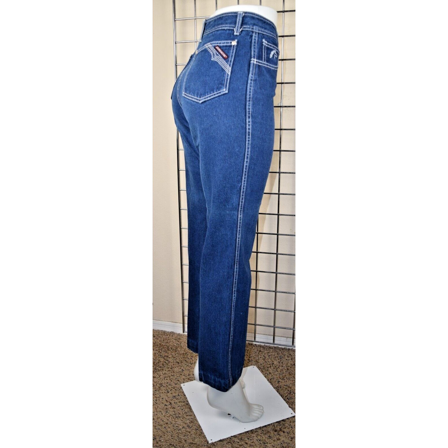 Vintage Jordache Jeans Size 28X28 80s Blue White Stitch High Rise Straight Leg