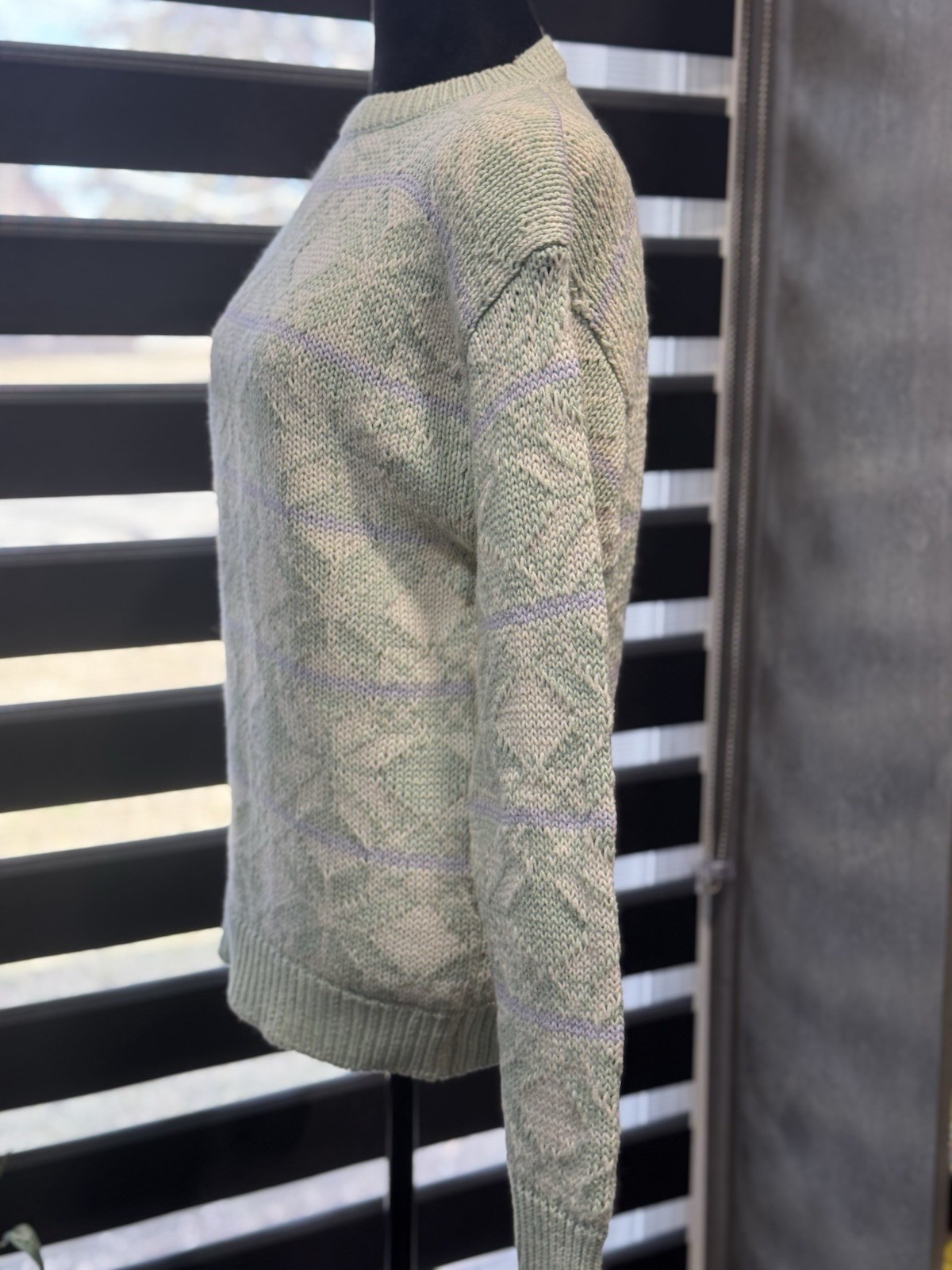 Boundary Waters Vintage 80s Knit Sweater Women’s Size Small Green Shoulder Pads