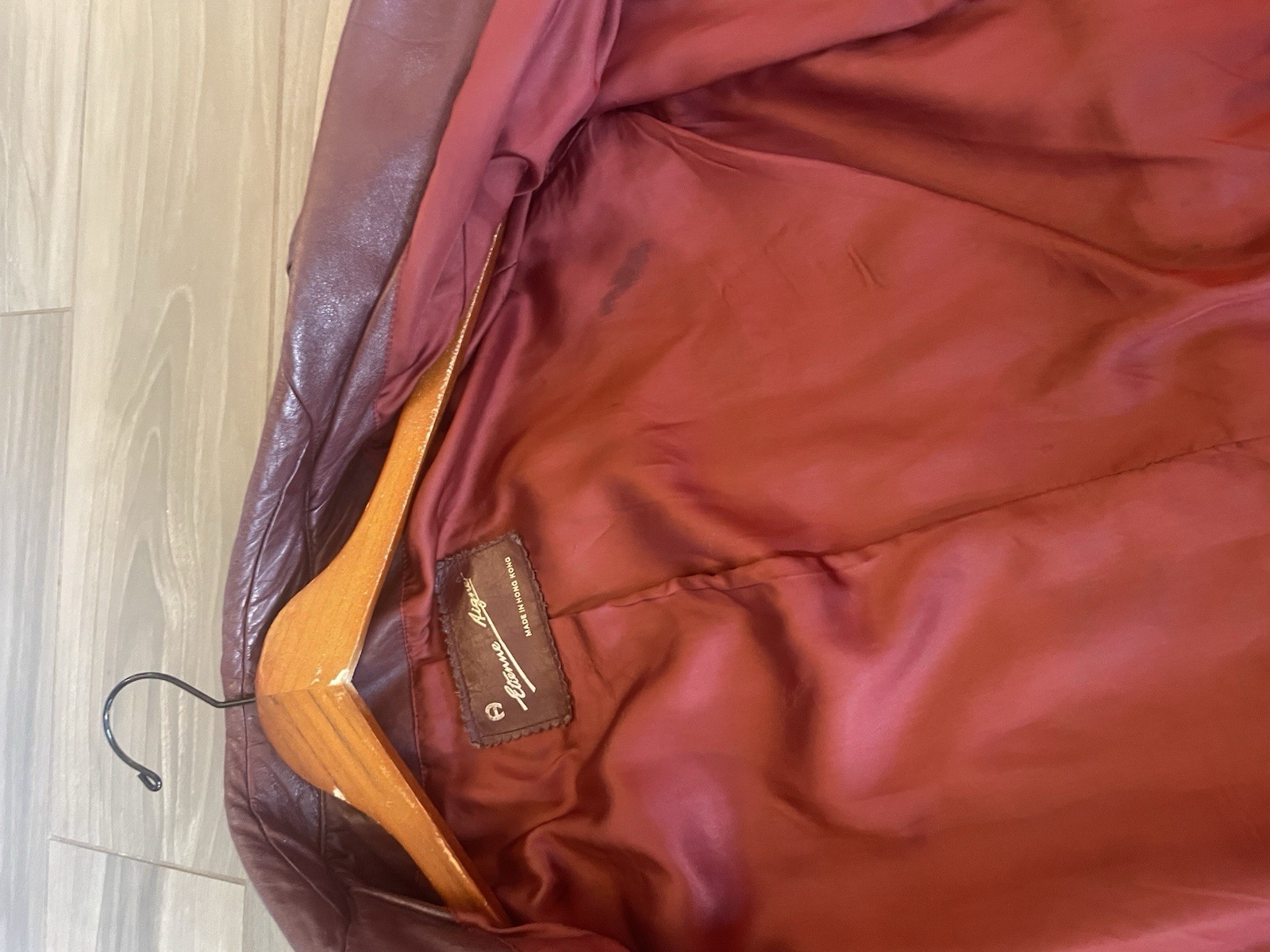 Vintage Etienne Aigner 100% Genuine Leather Burgundy Jacket