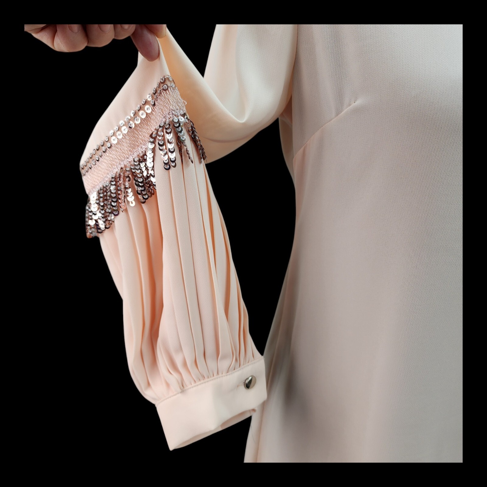 VTG Miss Miray Beaded Fringe Dress Sz 8 Light Pink Quiet Elegance Classic Luxury