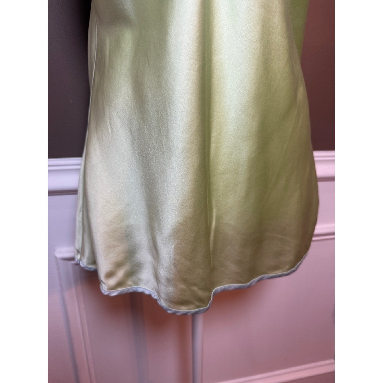 Mary Green Silk Cami Y2K Pale Green Satin Slip Top S