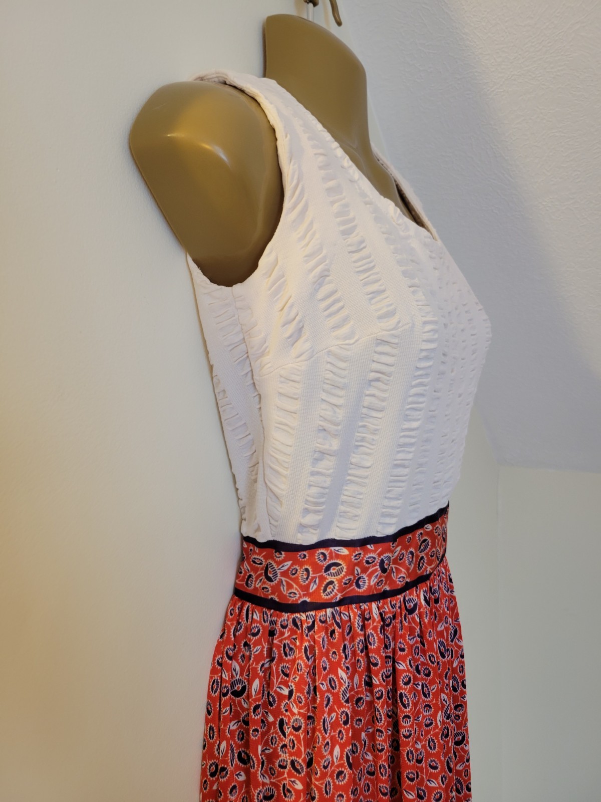 VTG 60’s 70’s Shady Lane Red White & Blue Floral Cottage Dress