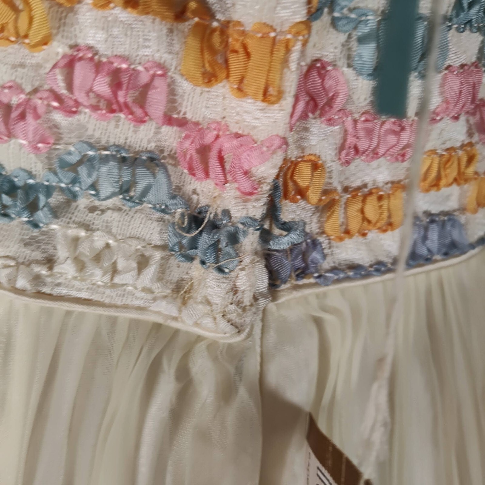 Vintage 60s Pastel Chiffon Party Dress Coquette Balletcore Fit Flare 6