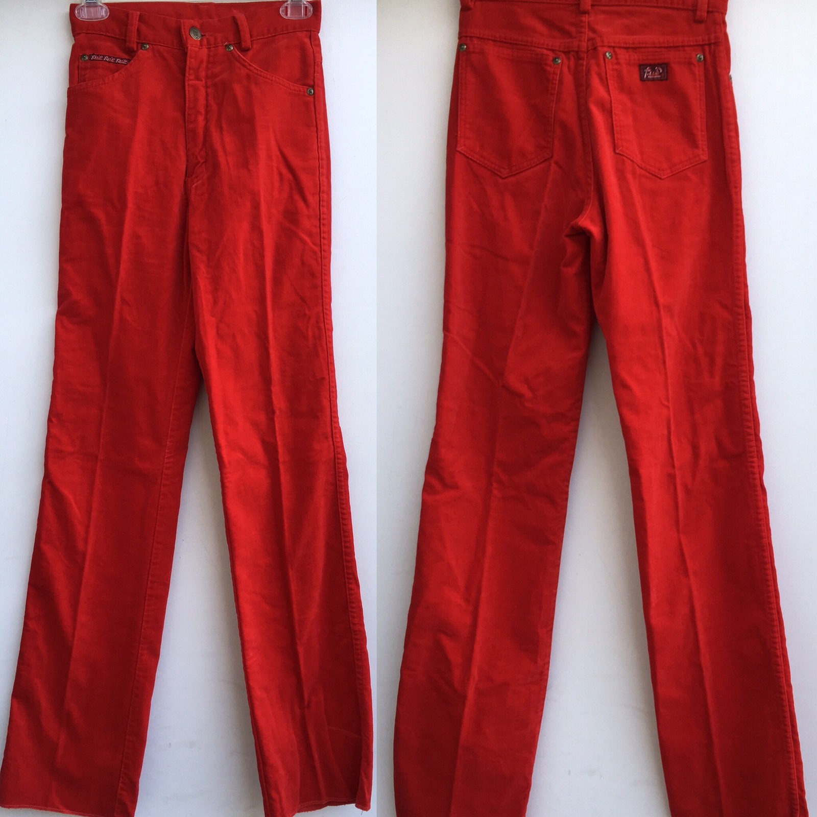 Vintage fu’s High Waist Red Velvet Pants 5 Pkt 25 1/2″ Waist Disco Hippy