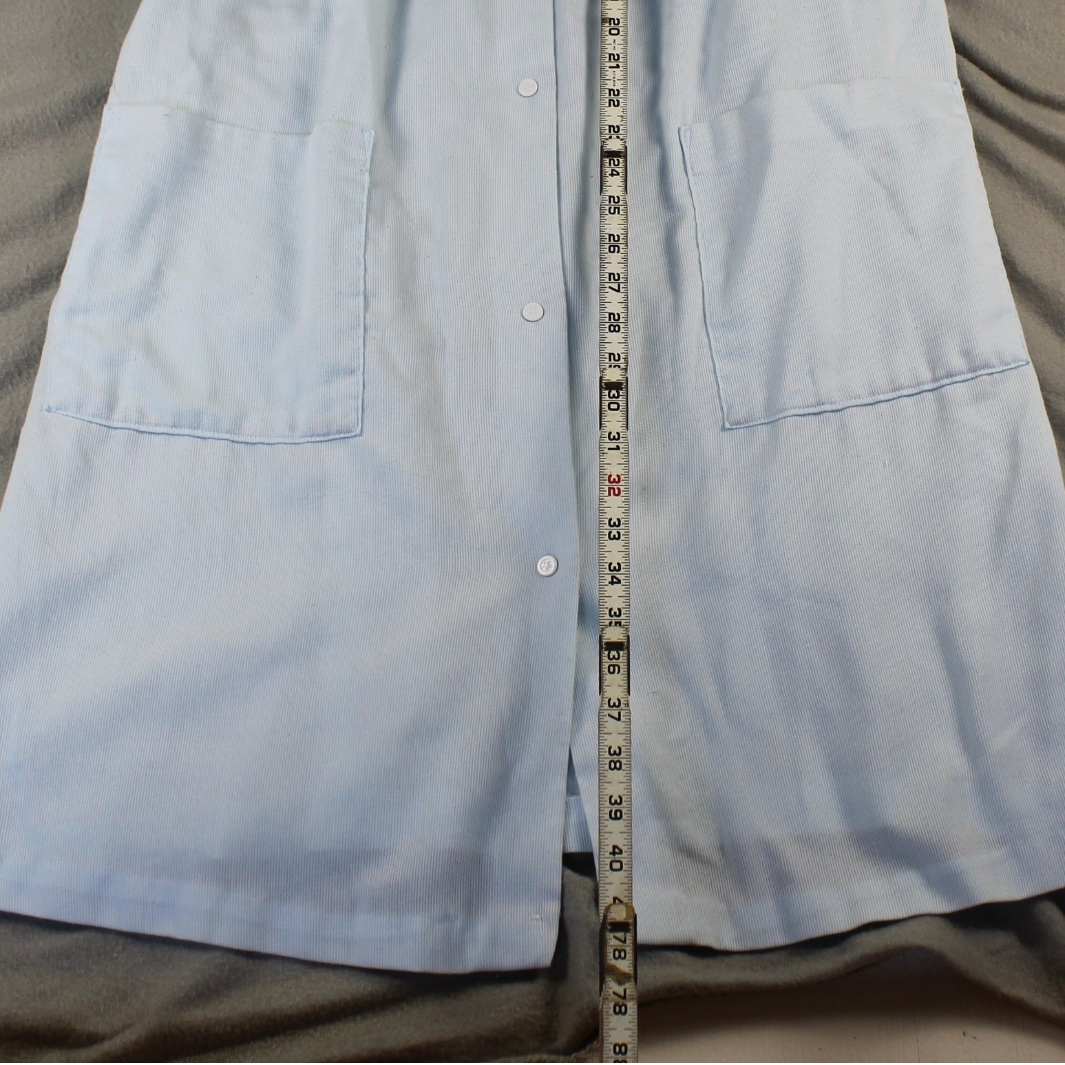 It’s a Charm House Dress Womens L Blue Vintage Seersucker Floral Duster