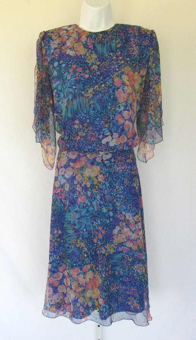 VTG 1980s 90s SIASIA NEW YORK FLORAL SKIRT & TOP SIZE SMALL POLYESTER SPLIT ARMS