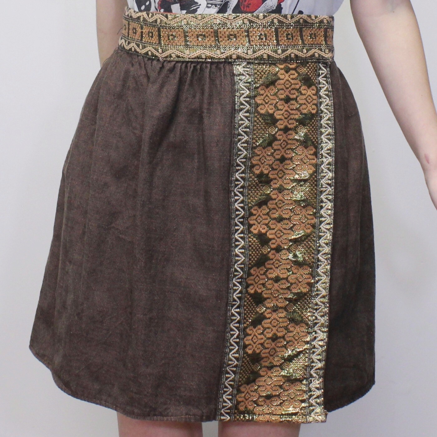 Vintage 60s High Waisted Woven Guatemalan Style Wrap Mini Skirt by Mayan Modern