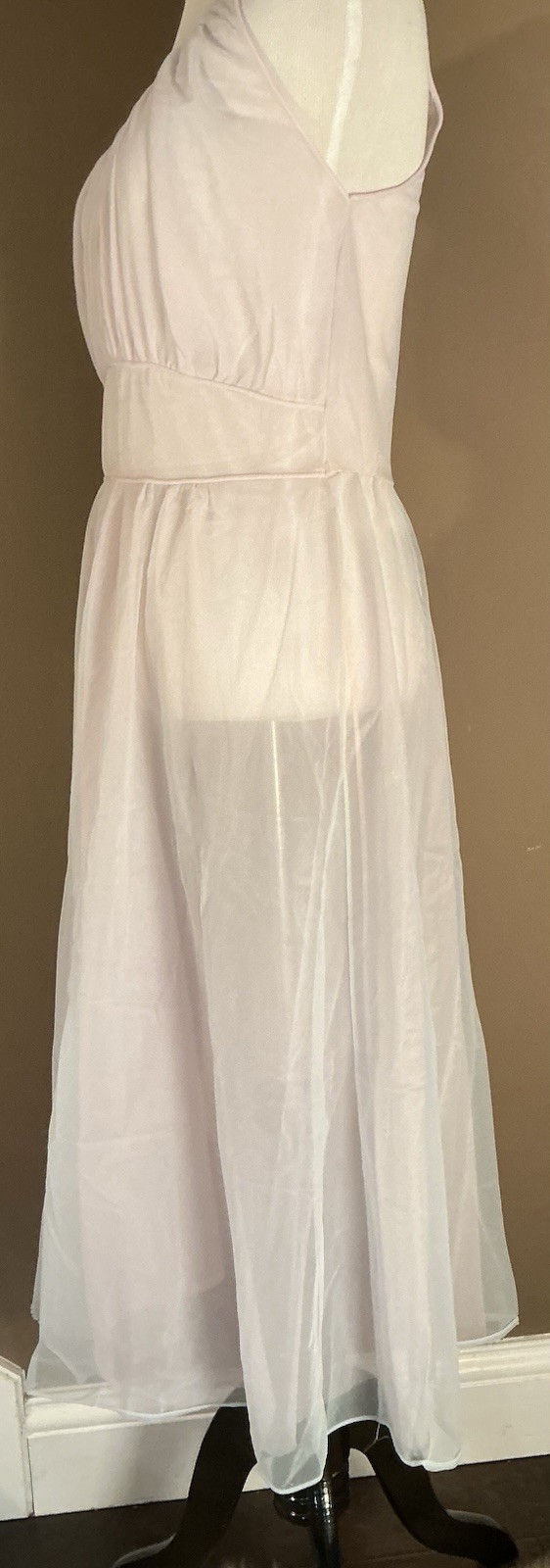 Vintage 60s Pink and Blue Sheer Peignoir Lingerie Robe Gown Set Sz 32