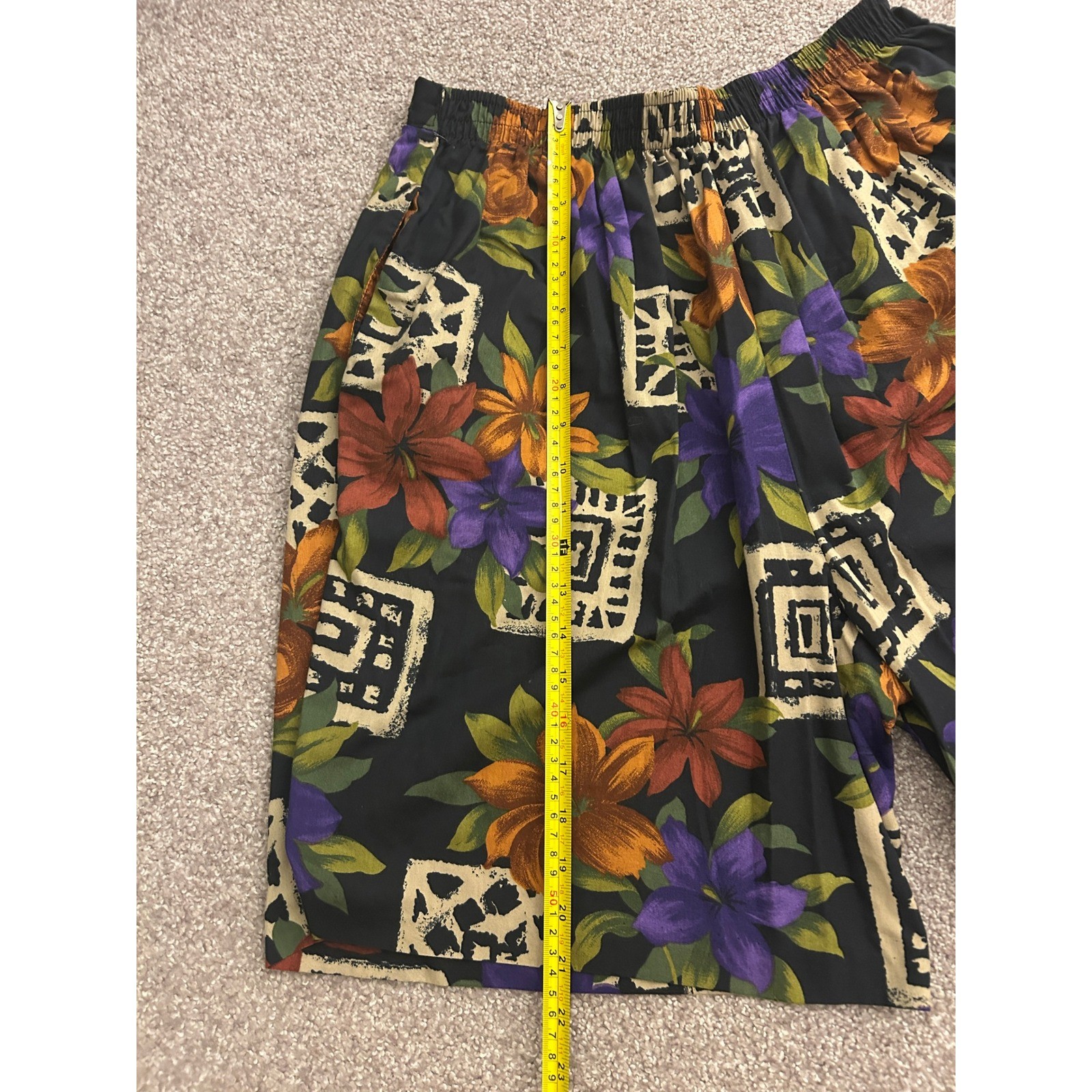Cristin Stevens Shorts Womens Large Black Floral Vintage 90s Tropical Excellent