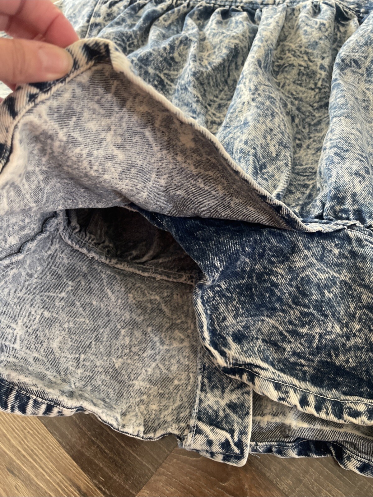 Paris Blues Acid Wash Denim Bomber Jacket with Peplum Size L Vintage 90s