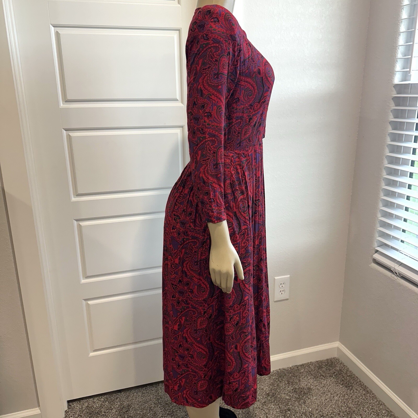 Vintage S.G. Gilbert 80’s Dress Sz 6 Pockets Paisley Fit & Flare Bold Feminine