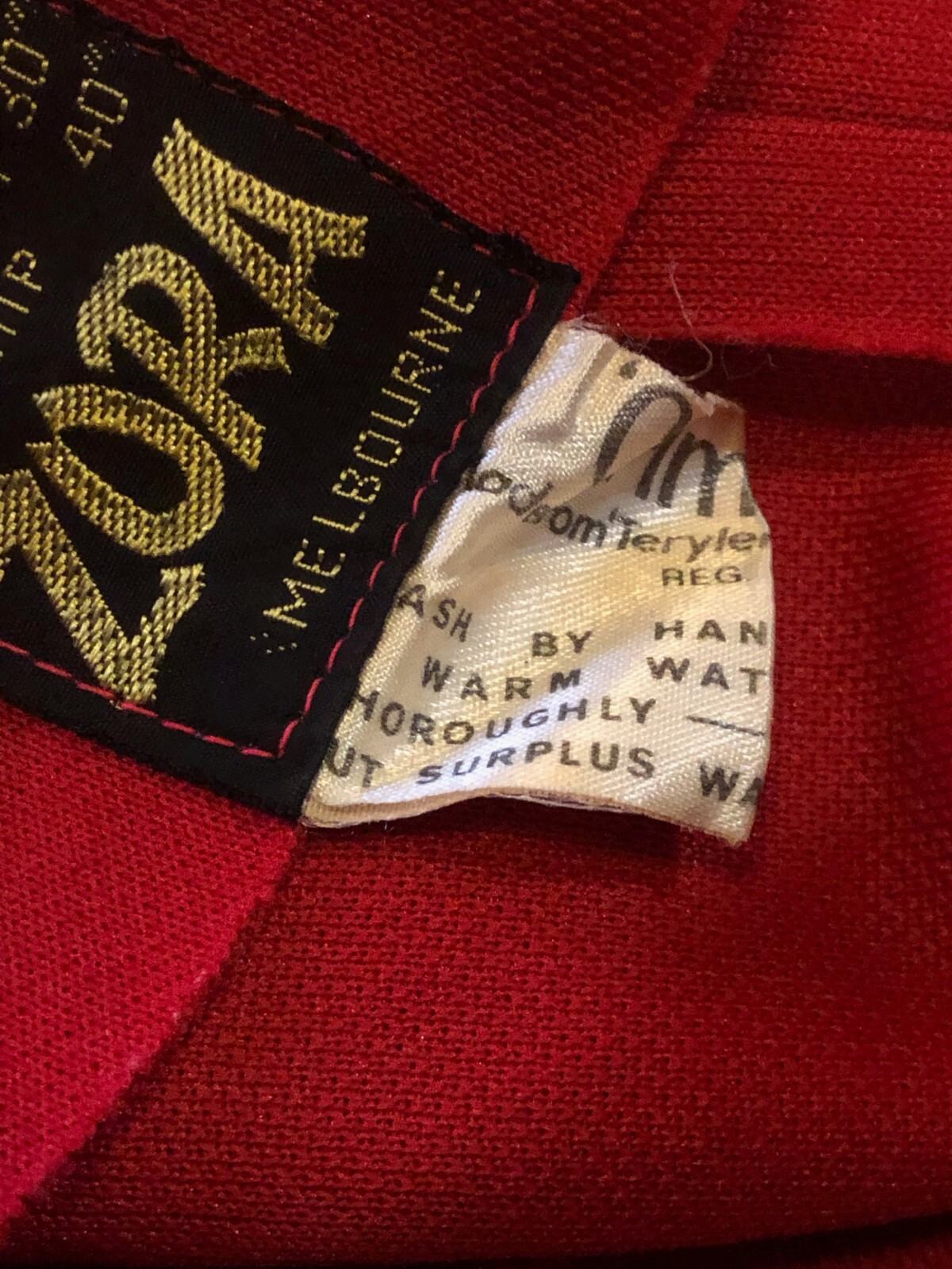 Vintage Zora Melbourne 1960s Red Terylene Dress Mod Go Go AU waist 30″
