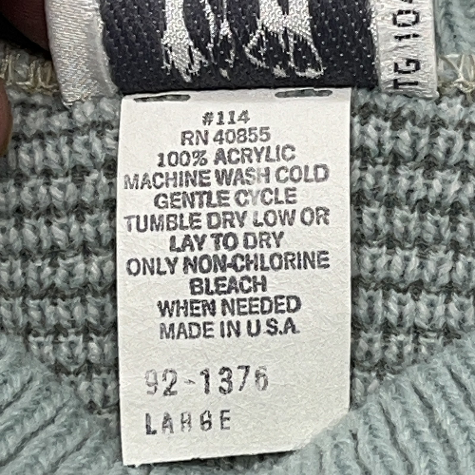 Vintage Rare 80s Together NWT Mint Green/Gray Geometric Rose Sweater Large