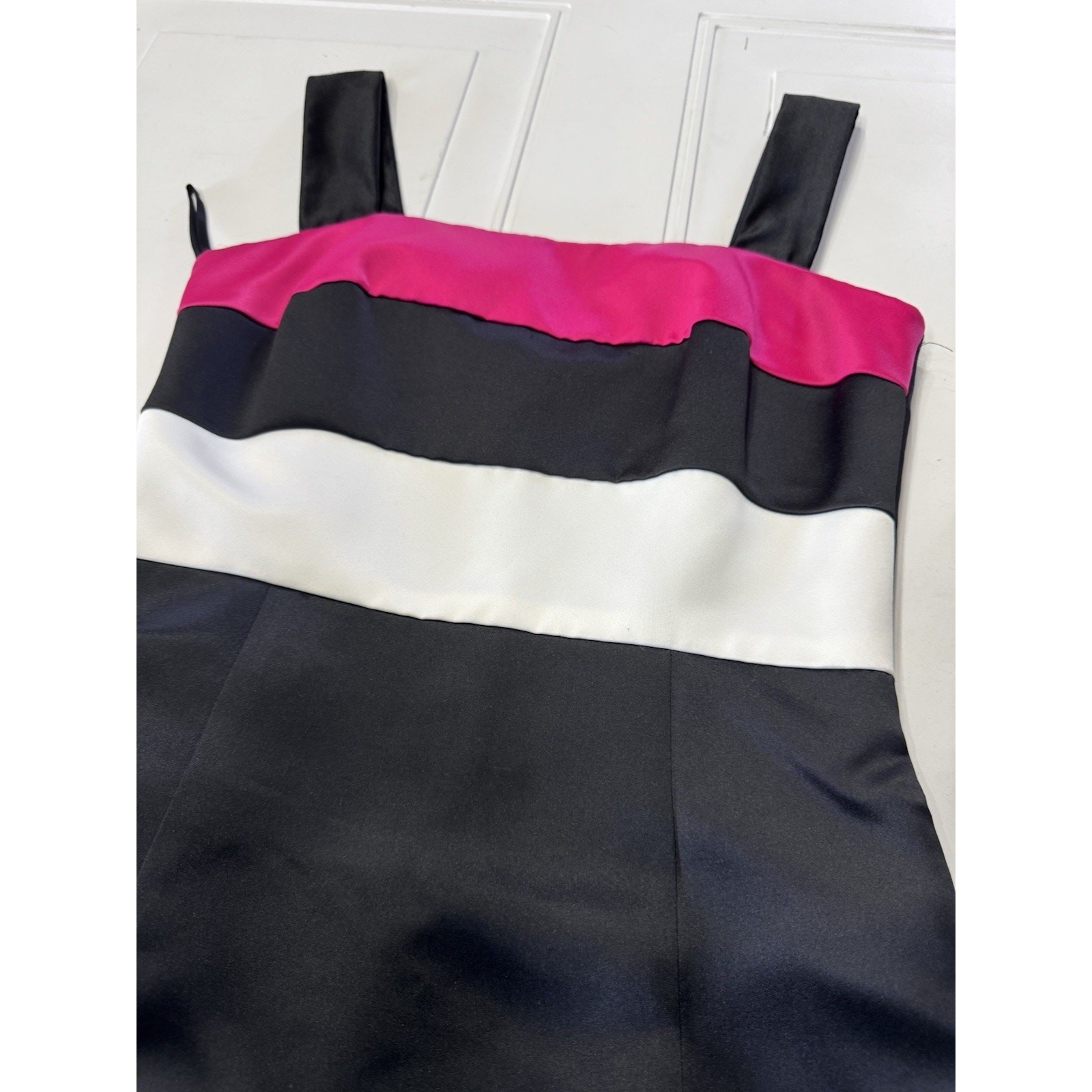 Vintage Jessica Mcclintock For Gunne Sax Dress Black Pink White Satin Size 5