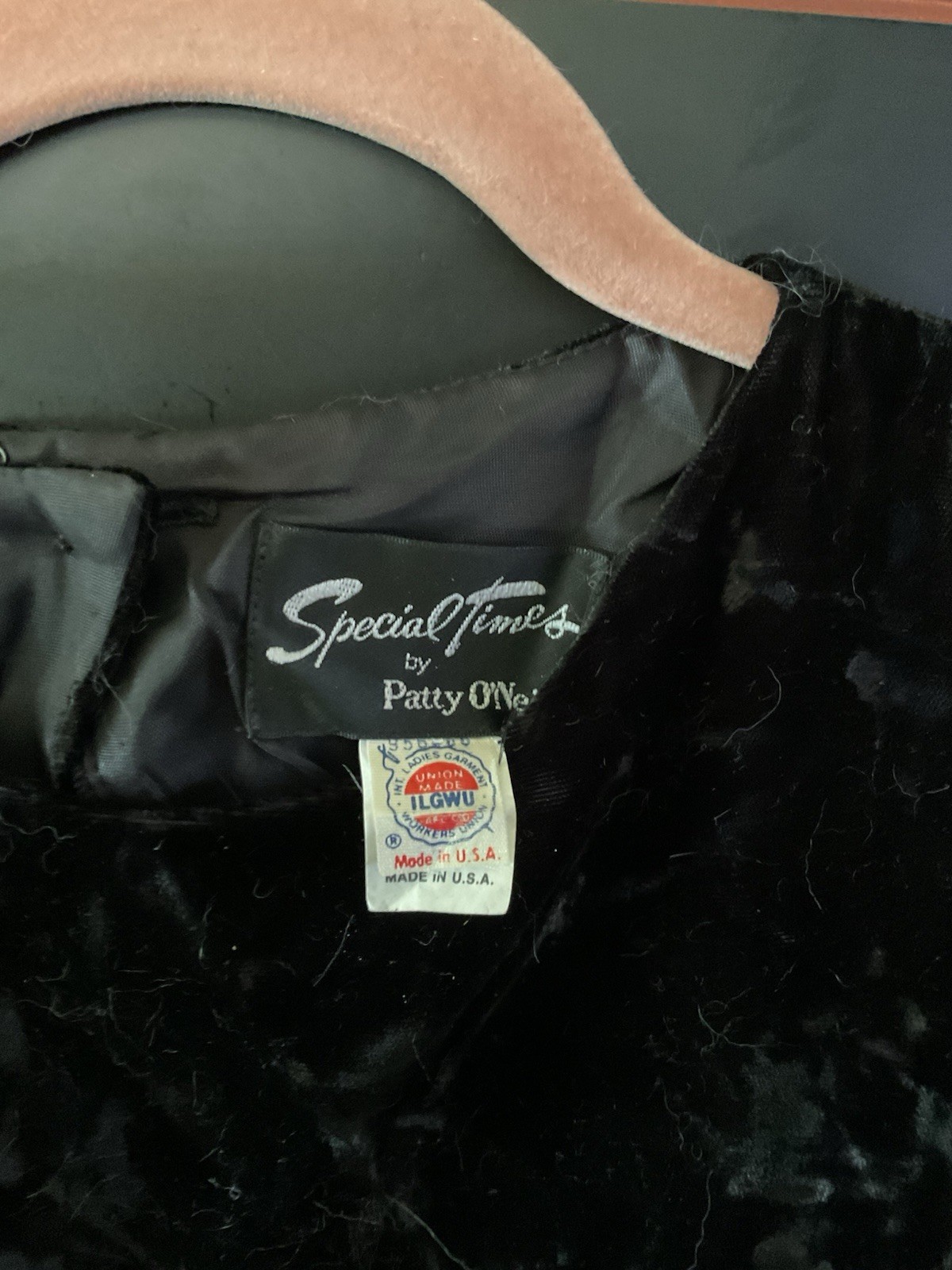 Patty O’Neil Vintage Black Velvet Gray Taffeta Prom Dress Ruched Waist Sz 11/12