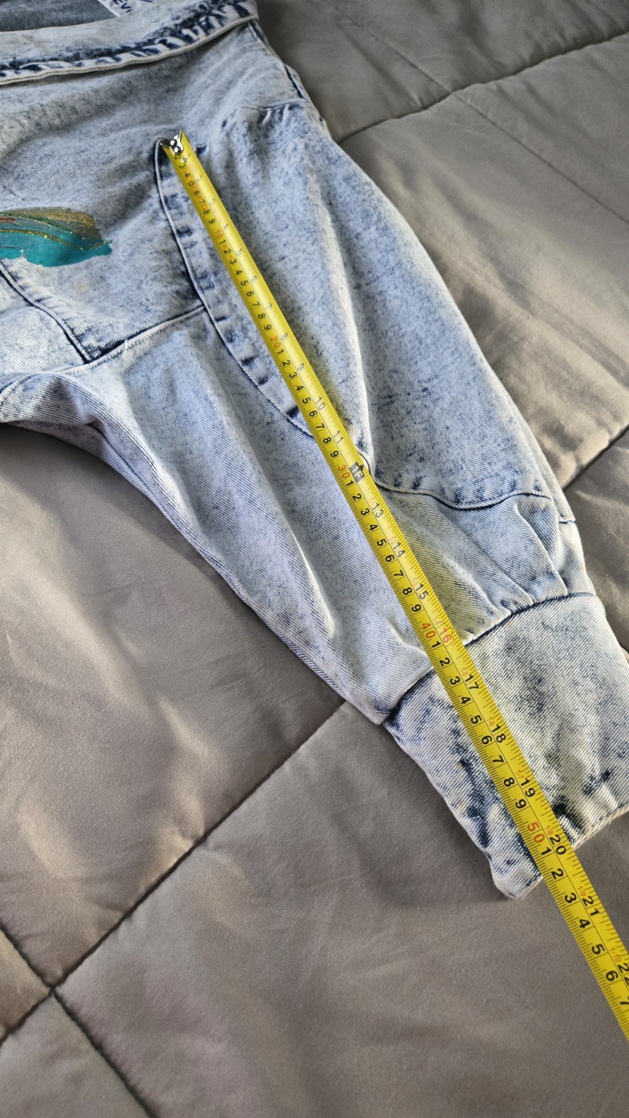 Vtg Copacabana Acid Wash Denim Jacket Hand Painted Fringe Western 90s Unisex L