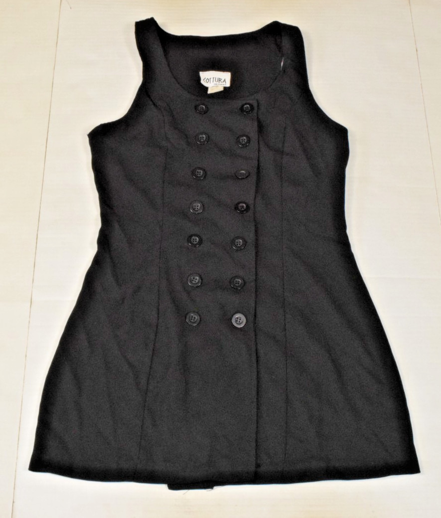 Vintage Mini Dress Cottura California Size S 80s Black Double Breasted Buttons