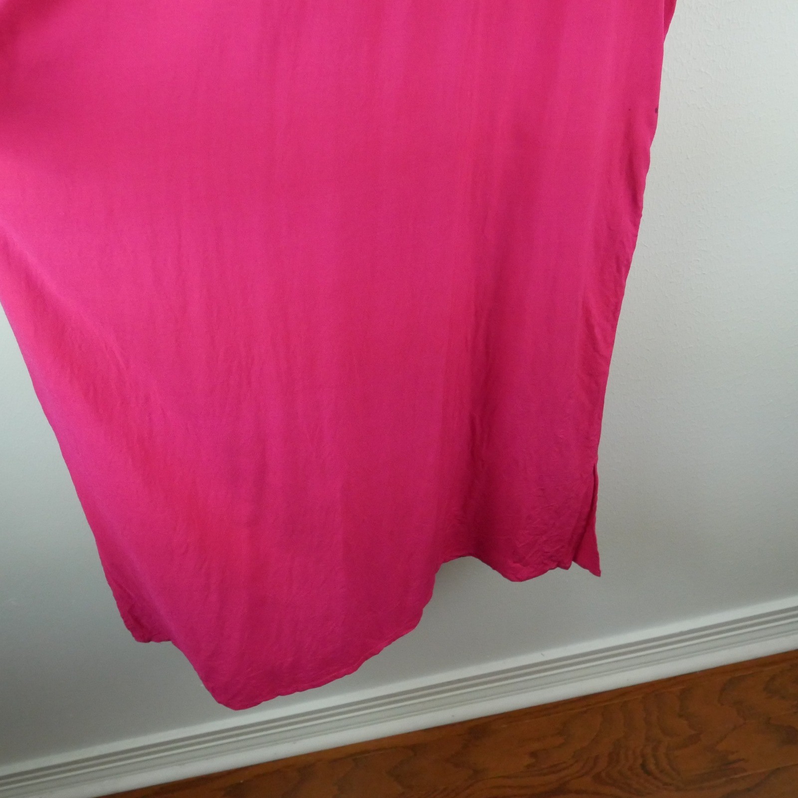 Vintage 80s Pink Floral Embroidered Crochet Maxi Dress Fairy Resort Beach S M