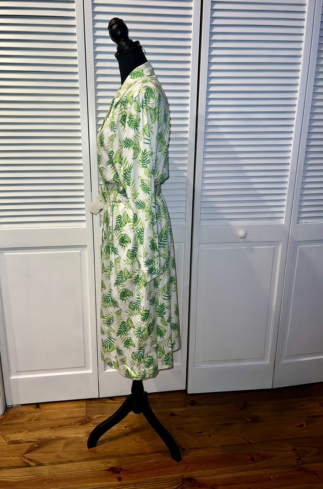 VNTG 70-90s Tanner Green Lemon Print Dress With Belt