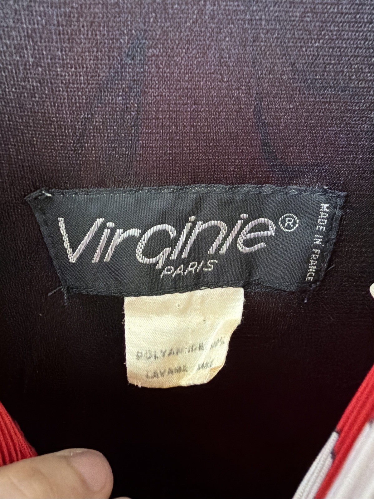 Vintage 80s Virginie Paris Red Floral Pleated Drop Waist Dress (Made In France)