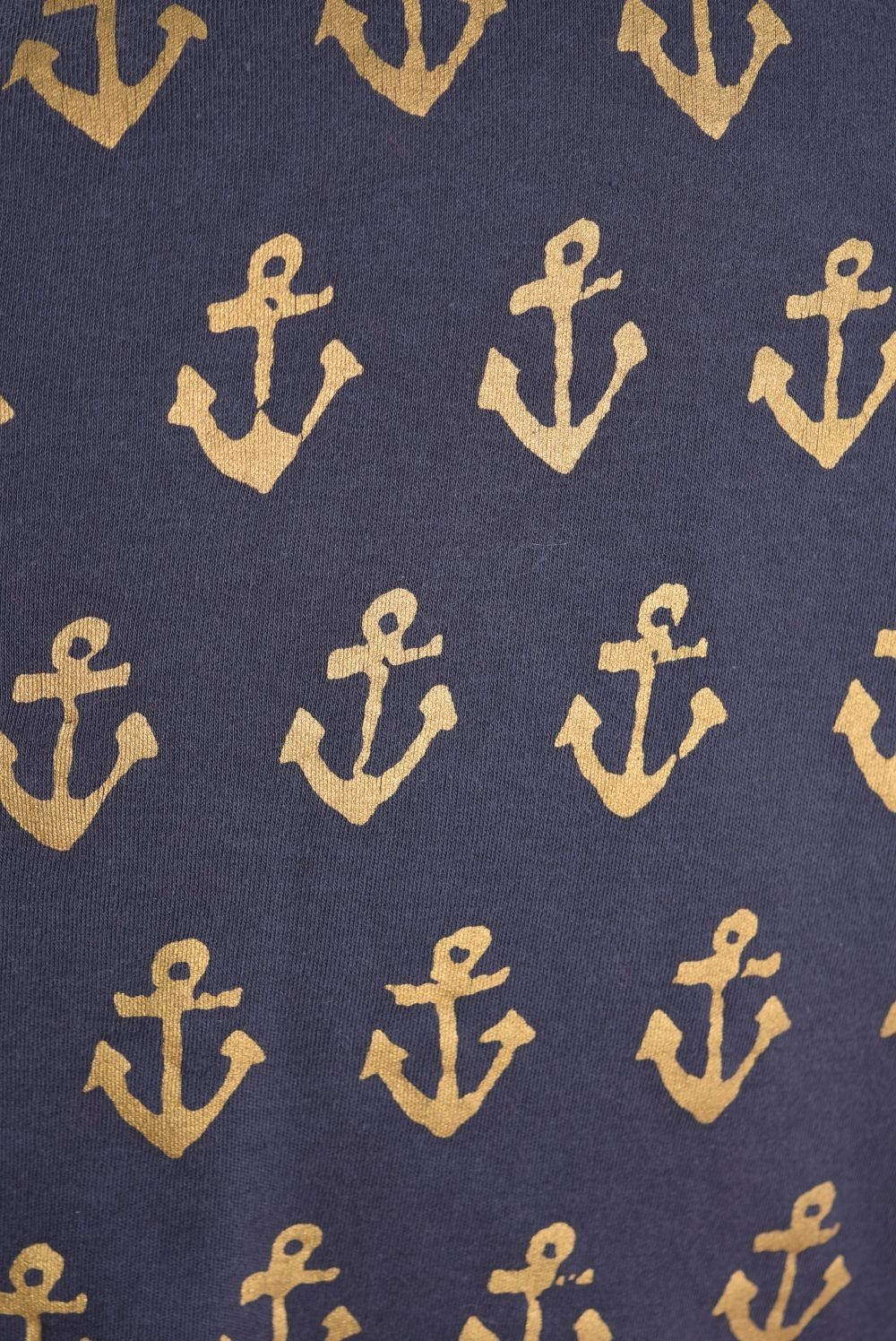 vintage 80s jacket top navy metallic gold anchor print nautical sailor L XL