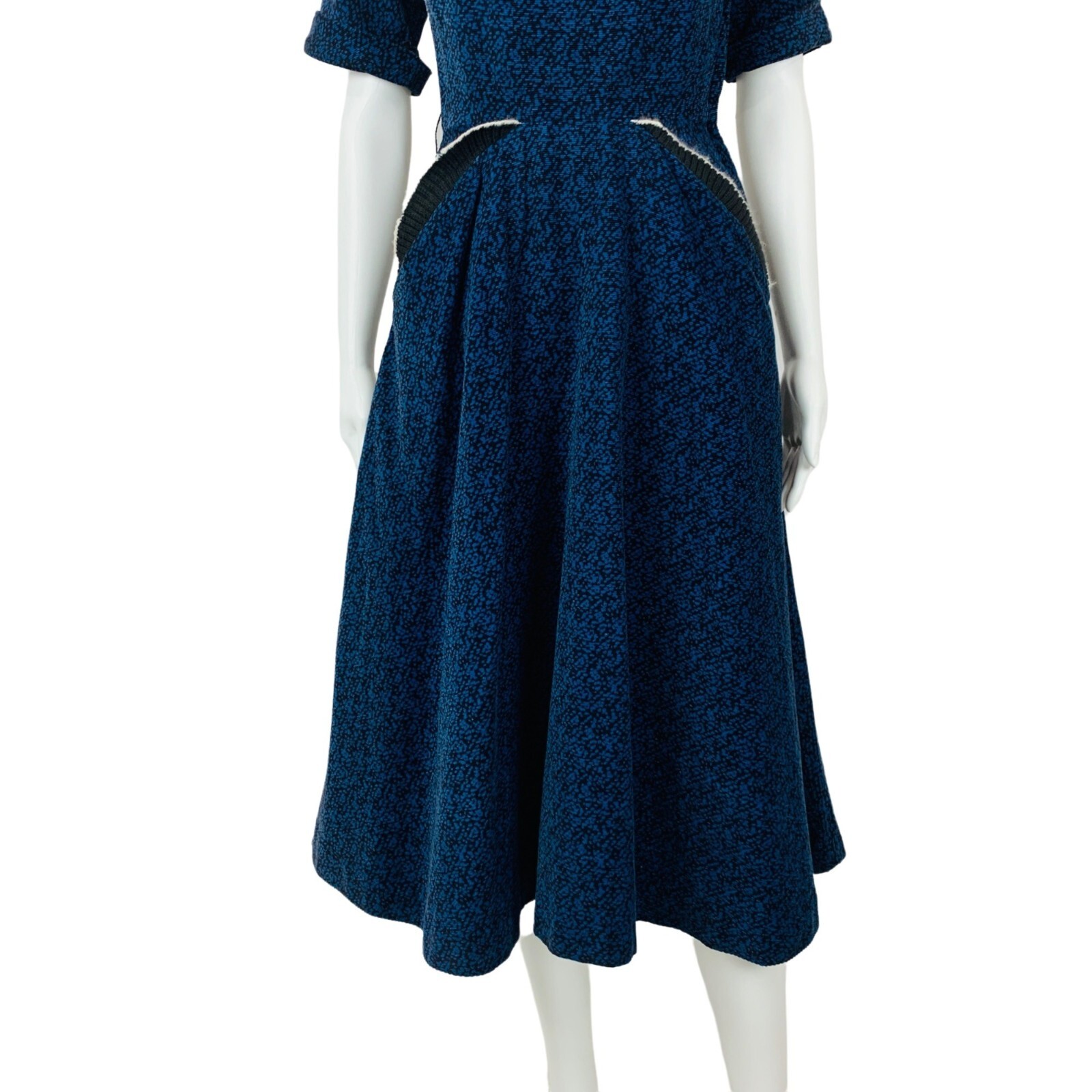 Vintage 1950s Blue Corduroy Dress Speckled Batwing Winter Turtleneck Minx Modes