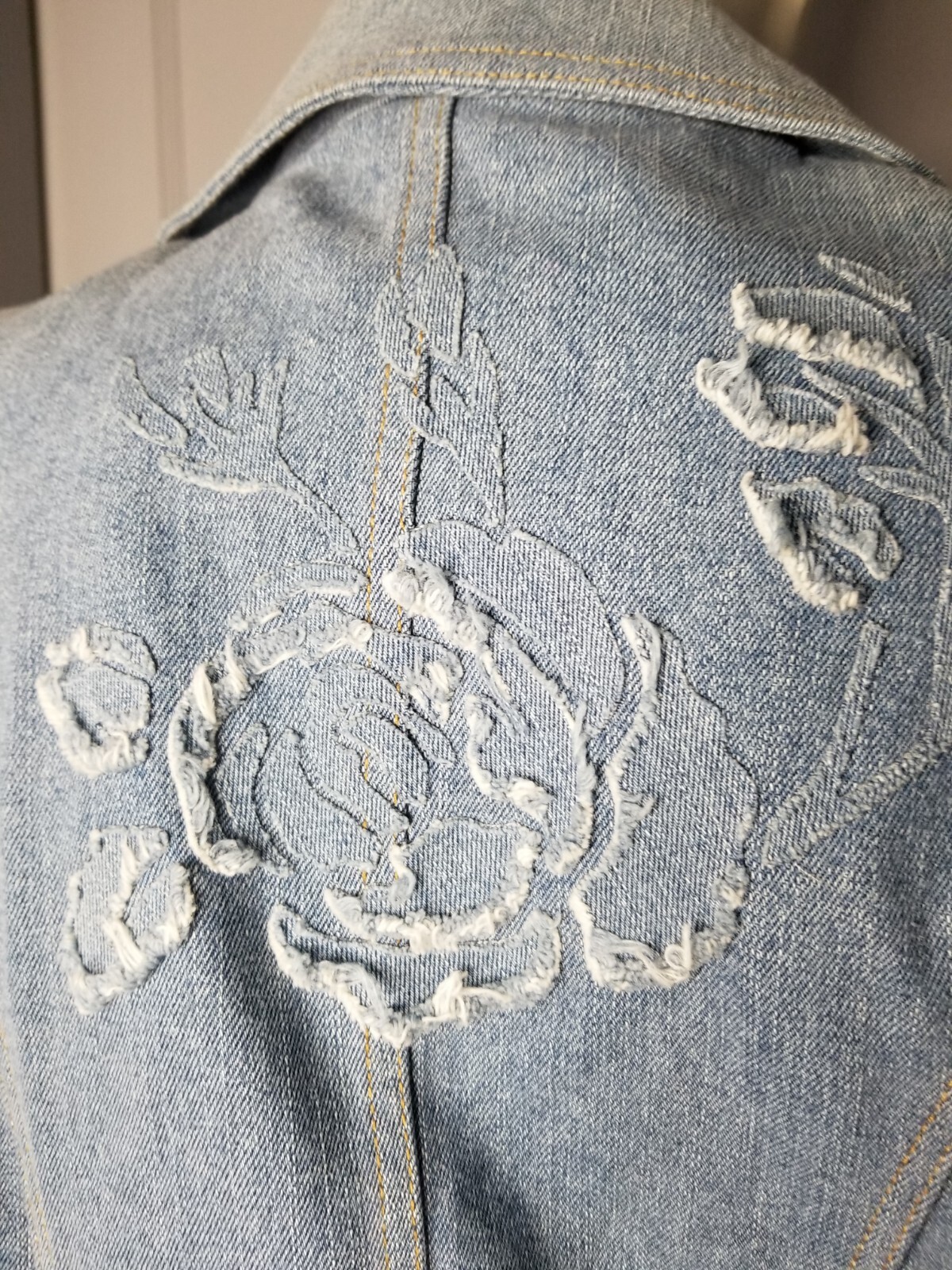 Vintage 2005 John Galliano Dior Floral Denim Jacket Coat Shoulder Pads 38 6